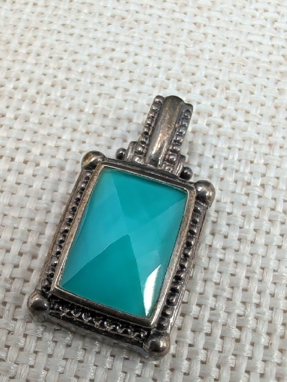 Whitney Kelly WK 925 Sterling Silver Turquoise Doublet Pendant Estate - Picture 8 of 17